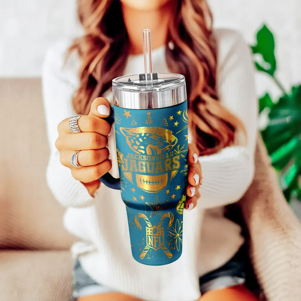 Jacksonville Jaguars Custom Stanley Quencher 40oz Stainless Steel Tumbler With Handle