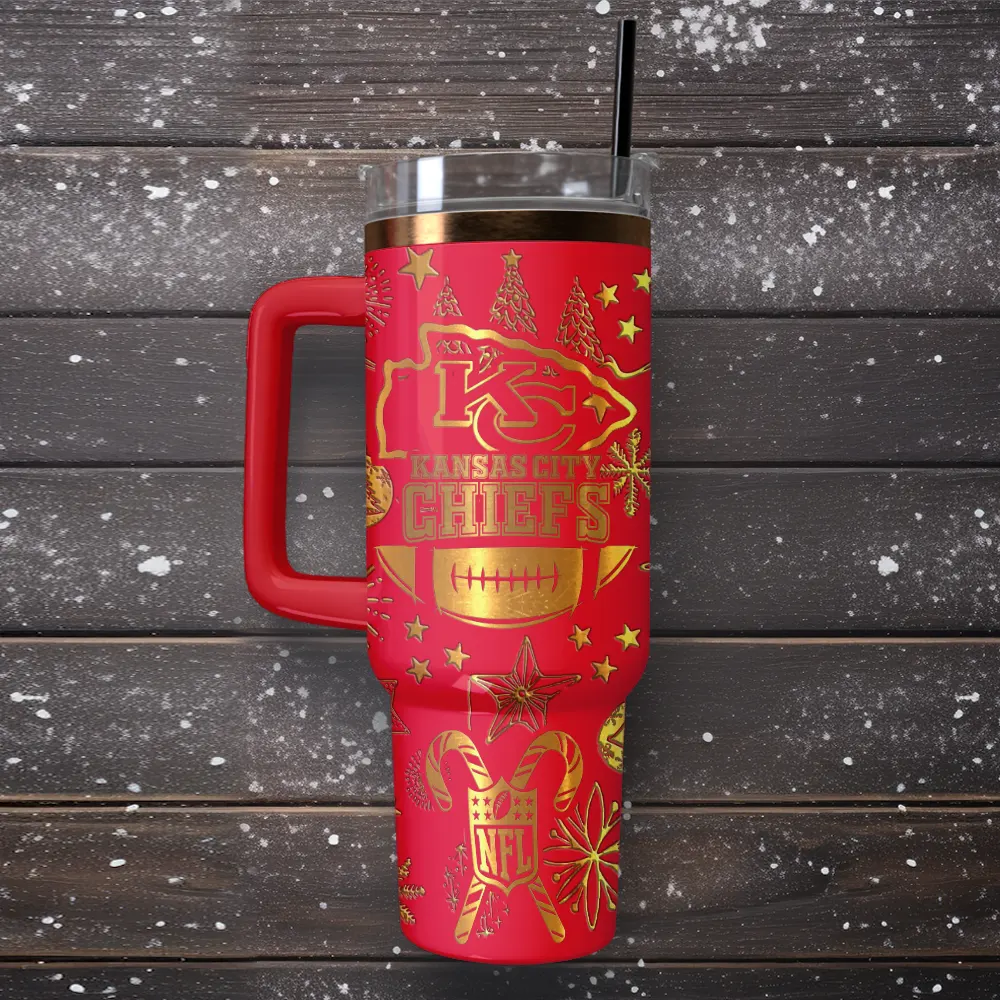 Kansas City Chiefs Custom Stanley Quencher 40oz Stainless Steel Tumbler With Handle