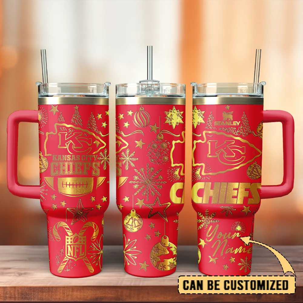 Kansas City Chiefs Custom Stanley Quencher 40oz Stainless Steel Tumbler With Handle