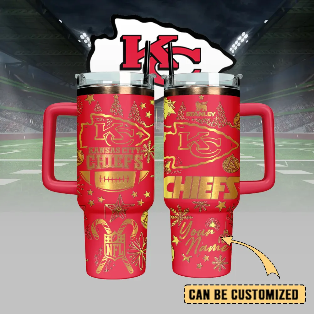 Kansas City Chiefs Custom Stanley Quencher 40oz Stainless Steel Tumbler With Handle