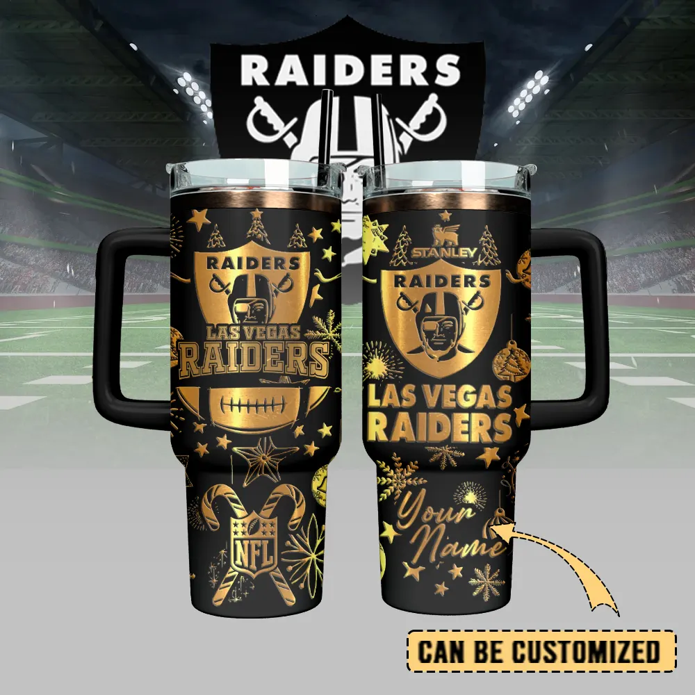 Las Vegas Raiders Custom Stanley Quencher 40oz Stainless Steel Tumbler With Handle