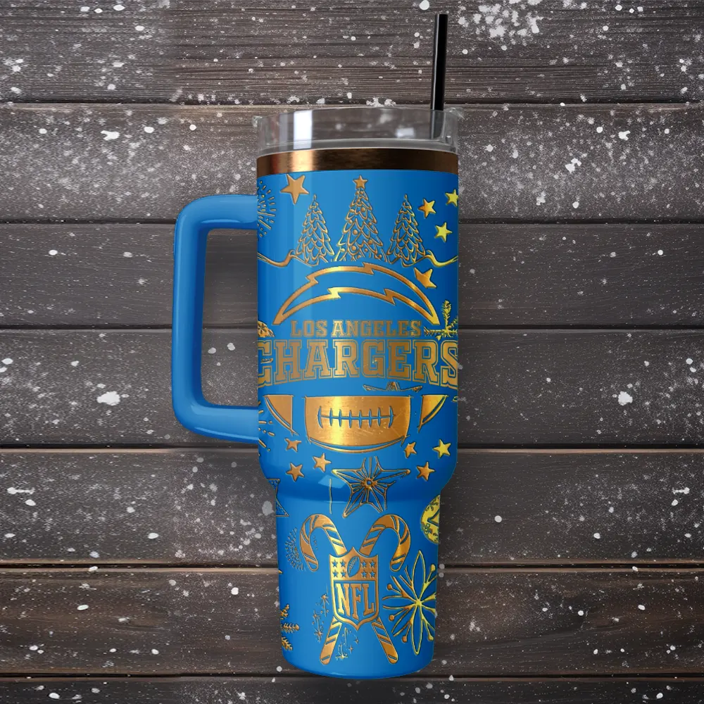 Los Angeles Chargers Custom Stanley Quencher 40oz Stainless Steel Tumbler With Handle