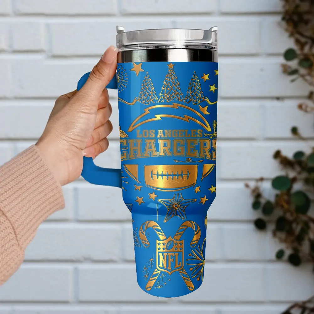 Los Angeles Chargers Custom Stanley Quencher 40oz Stainless Steel Tumbler With Handle