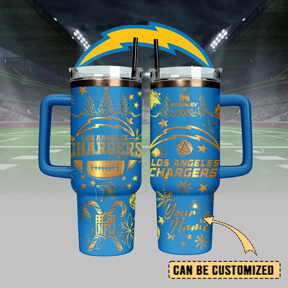 Los Angeles Chargers Custom Stanley Quencher 40oz Stainless Steel Tumbler With Handle