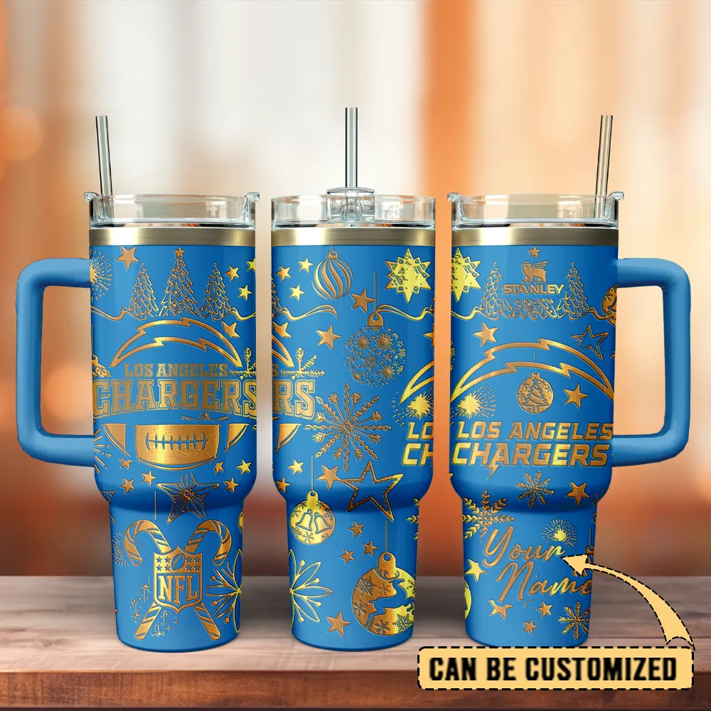 Los Angeles Chargers Custom Stanley Quencher 40oz Stainless Steel Tumbler With Handle