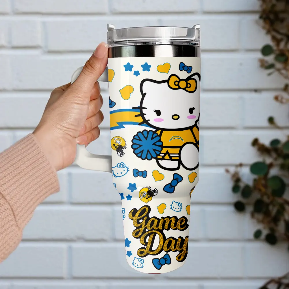 Los Angeles Chargers x Hello Kitty Custom Stanley Quencher 40oz Stainless Steel Tumbler With Handle