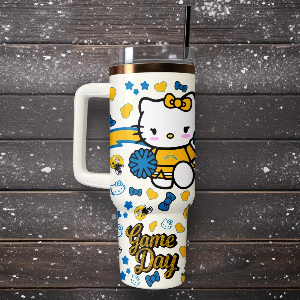 Los Angeles Chargers x Hello Kitty Custom Stanley Quencher 40oz Stainless Steel Tumbler With Handle