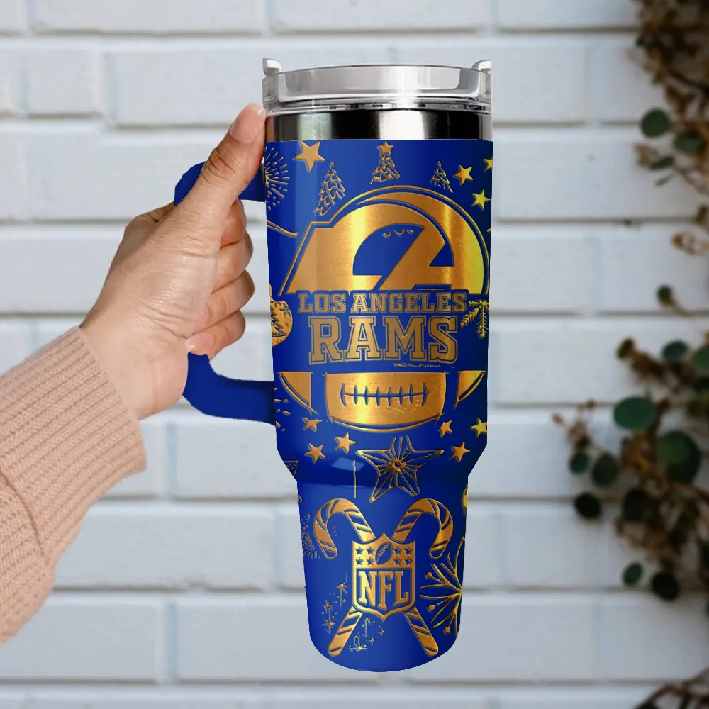 Los Angeles Rams Custom Stanley Quencher 40oz Stainless Steel Tumbler With Handle