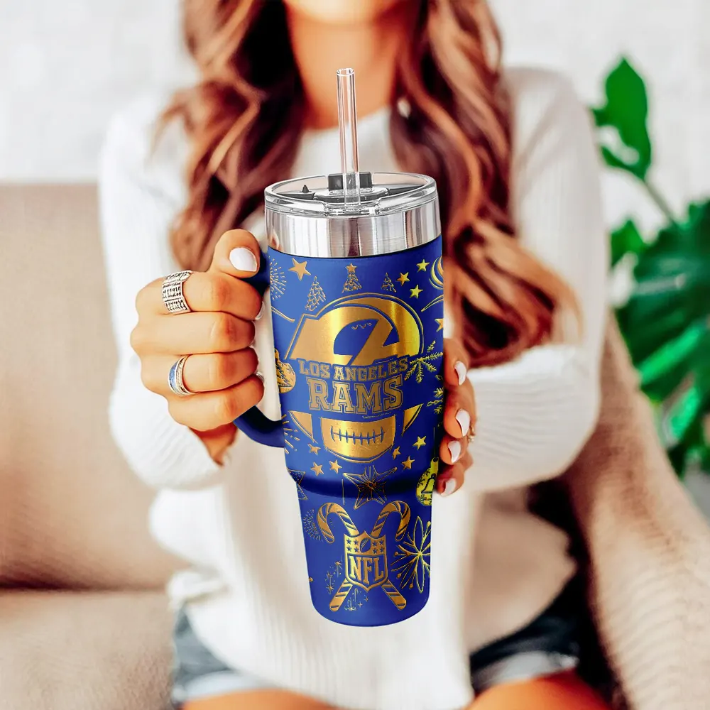 Los Angeles Rams Custom Stanley Quencher 40oz Stainless Steel Tumbler With Handle