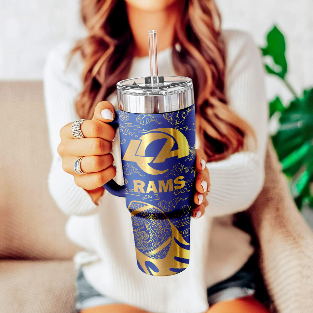 Los Angeles Rams Custom Stanley Quencher 40oz Stainless Steel Tumbler With Handle
