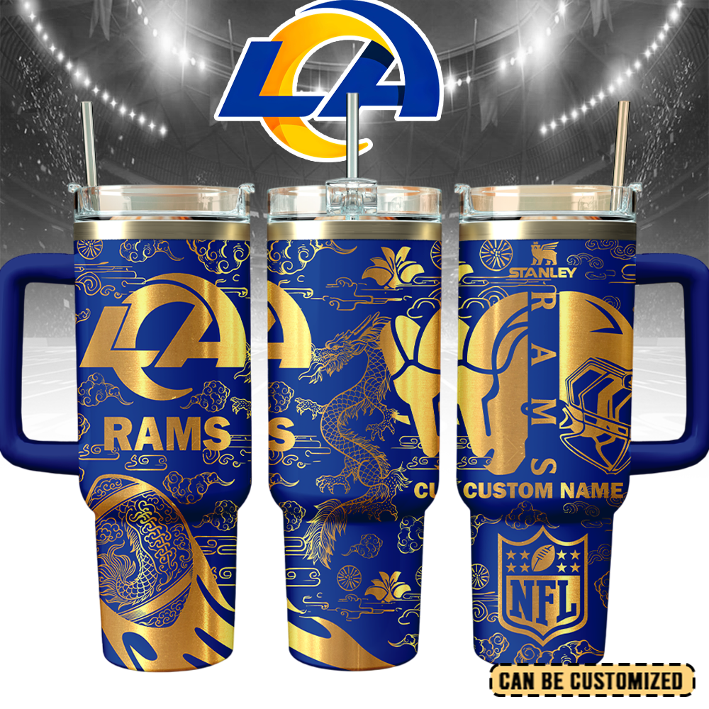 Los Angeles Rams Custom Stanley Quencher 40oz Stainless Steel Tumbler With Handle