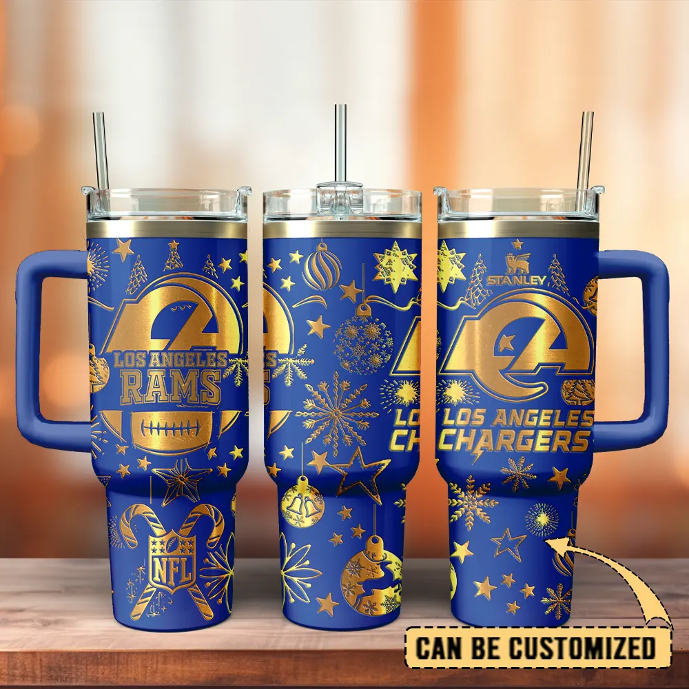 Los Angeles Rams Custom Stanley Quencher 40oz Stainless Steel Tumbler With Handle