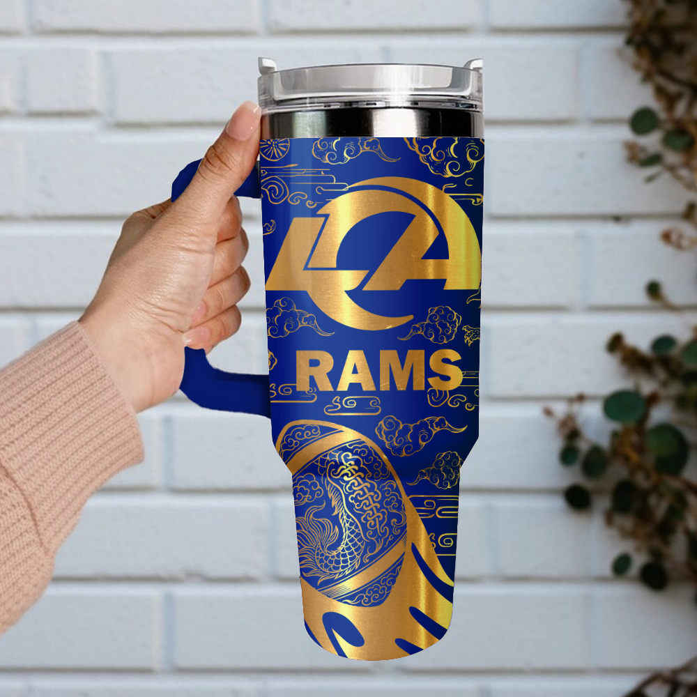Los Angeles Rams Custom Stanley Quencher 40oz Stainless Steel Tumbler With Handle