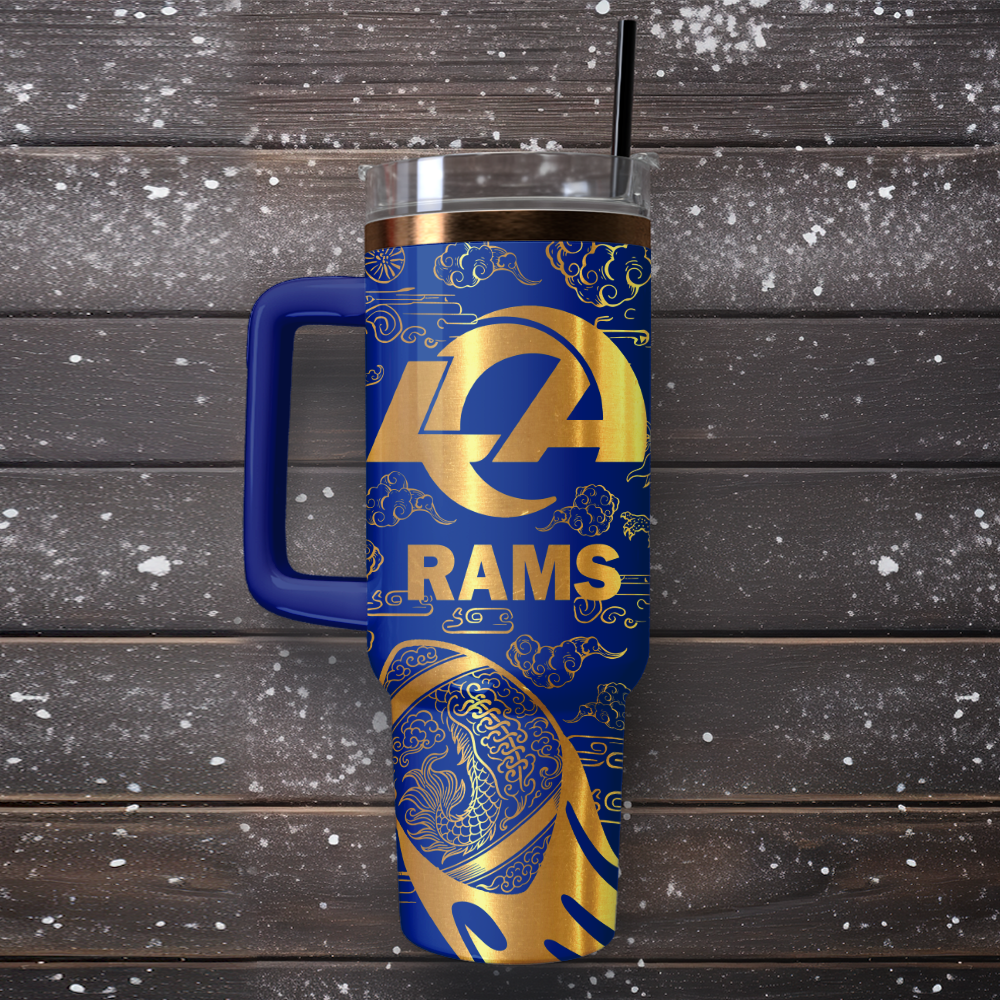 Los Angeles Rams Custom Stanley Quencher 40oz Stainless Steel Tumbler With Handle