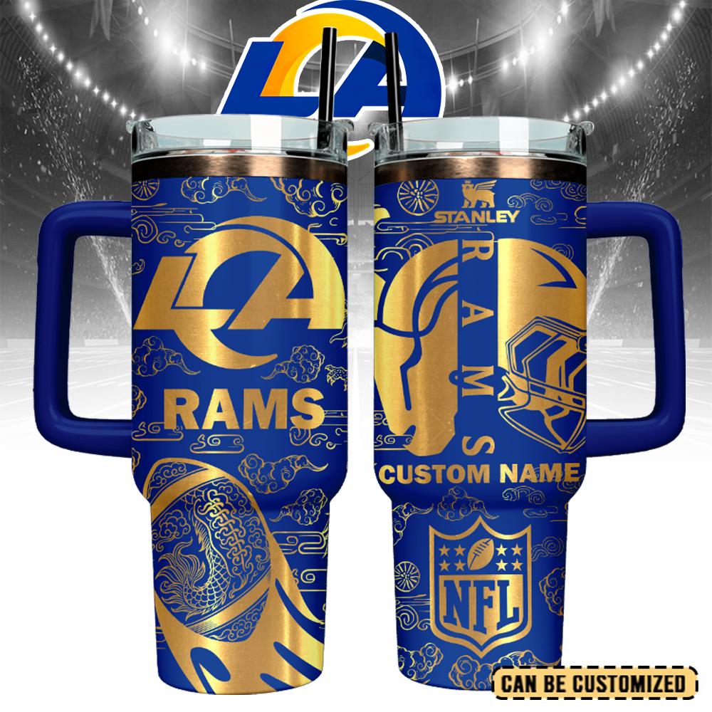 Los Angeles Rams Custom Stanley Quencher 40oz Stainless Steel Tumbler With Handle
