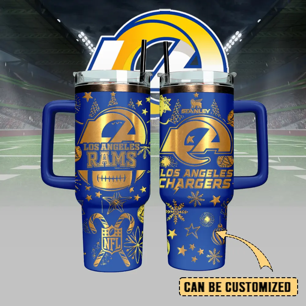 Los Angeles Rams Custom Stanley Quencher 40oz Stainless Steel Tumbler With Handle