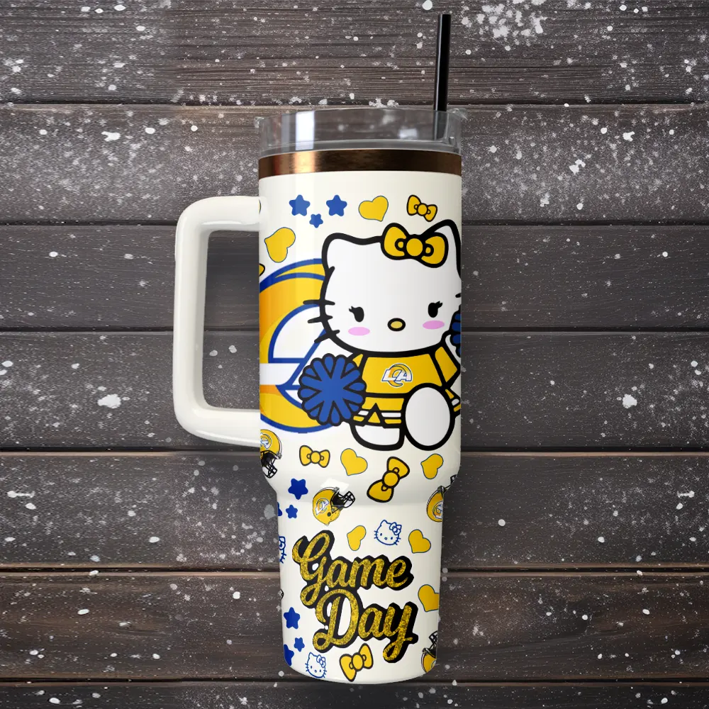 Los Angeles Rams x Hello Kitty Custom Stanley Quencher 40oz Stainless Steel Tumbler With Handle