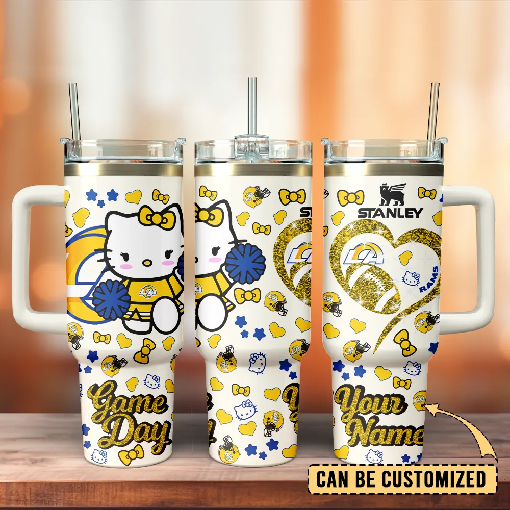 Los Angeles Rams x Hello Kitty Custom Stanley Quencher 40oz Stainless Steel Tumbler With Handle