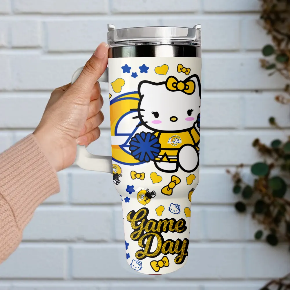 Los Angeles Rams x Hello Kitty Custom Stanley Quencher 40oz Stainless Steel Tumbler With Handle