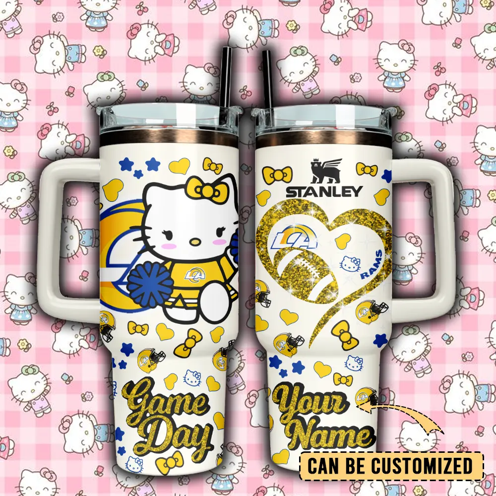Los Angeles Rams x Hello Kitty Custom Stanley Quencher 40oz Stainless Steel Tumbler With Handle