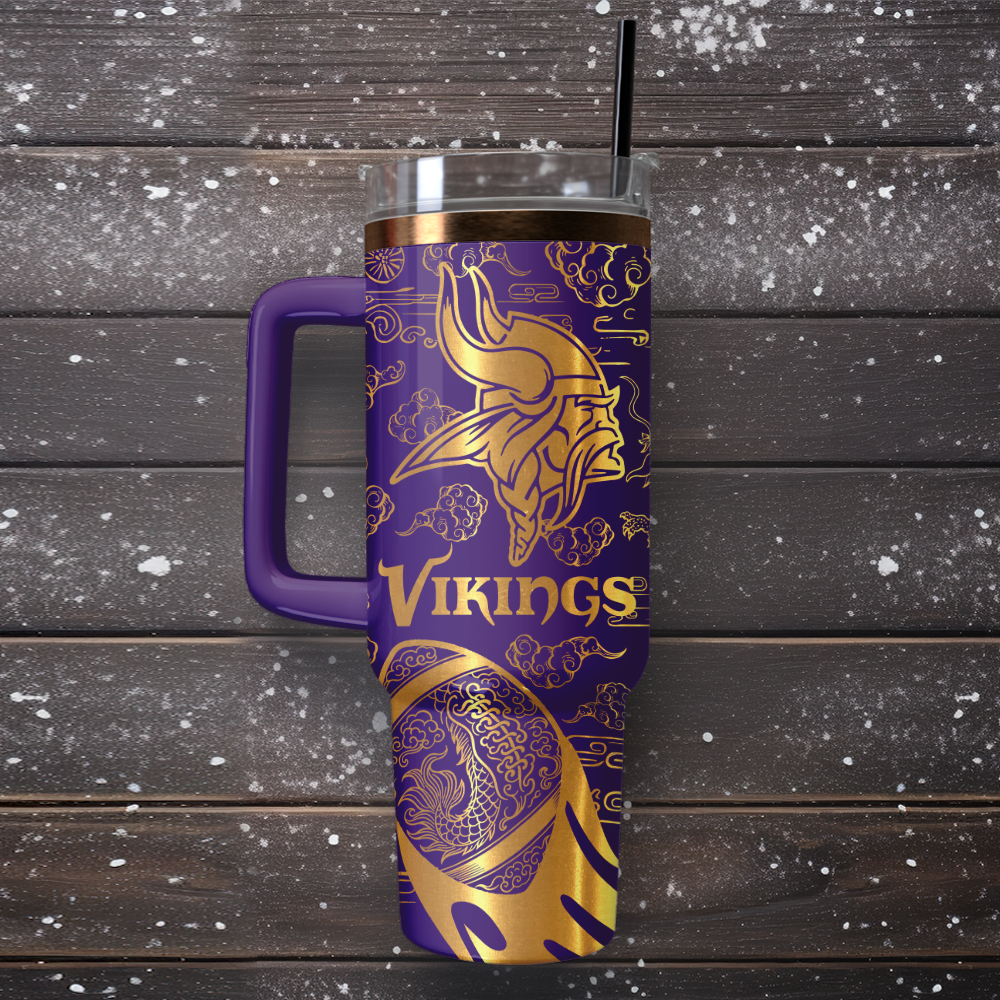 Minnesota Vikings Custom Stanley Quencher 40oz Stainless Steel Tumbler With Handle