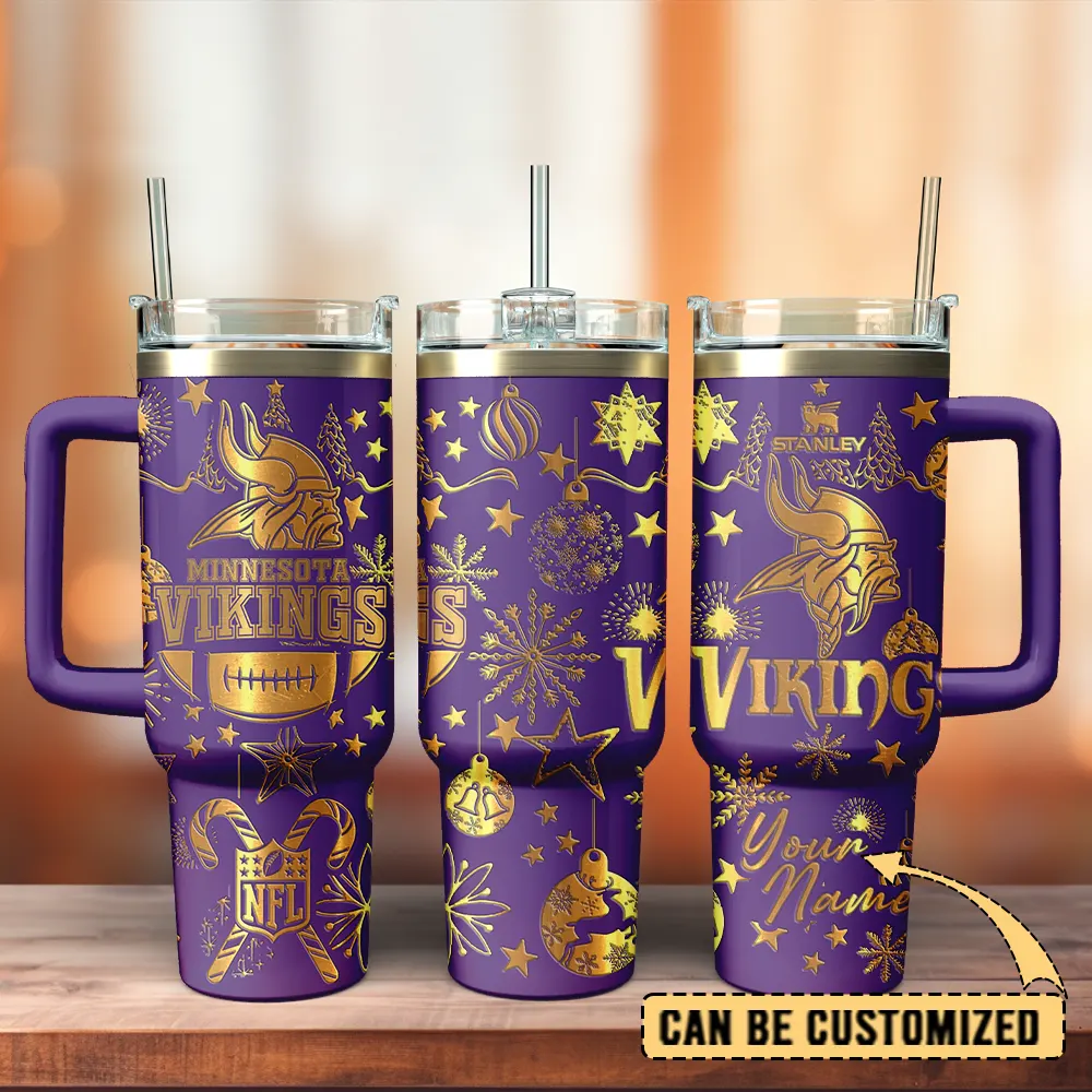 Minnesota Vikings Custom Stanley Quencher 40oz Stainless Steel Tumbler With Handle