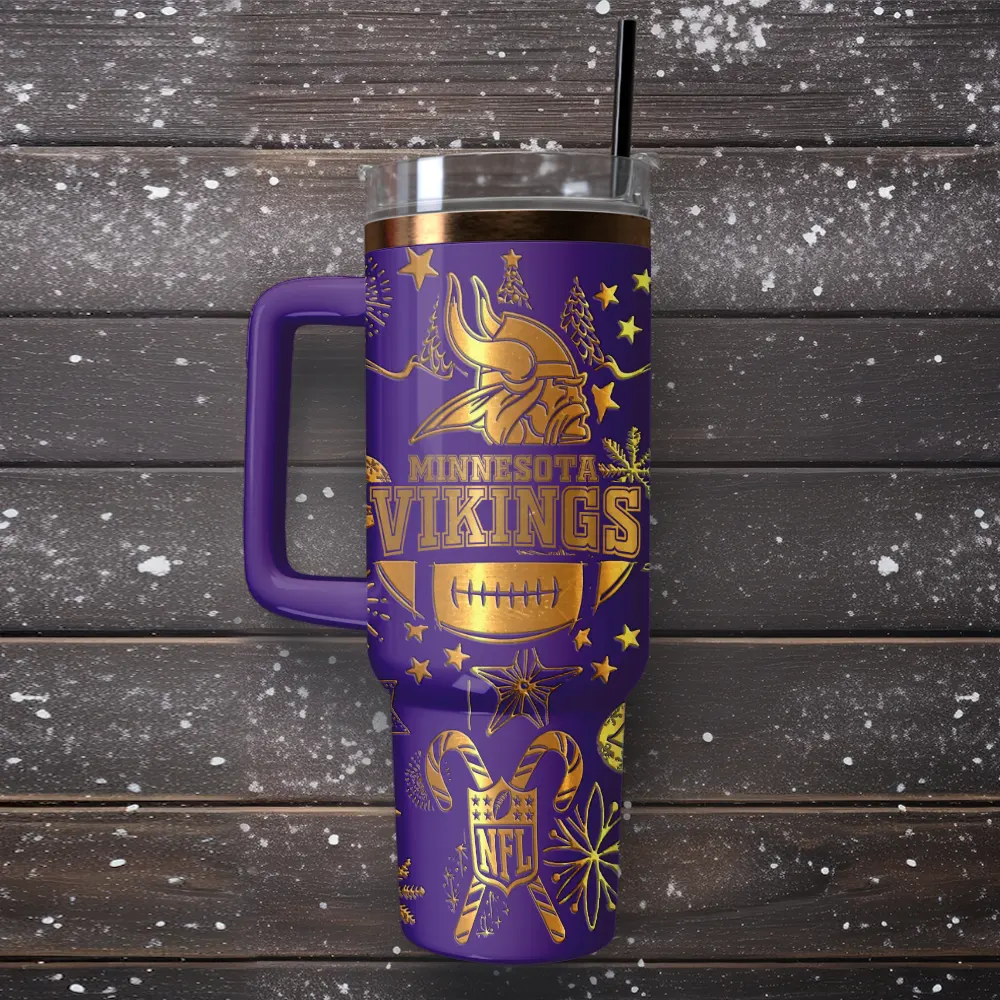 Minnesota Vikings Custom Stanley Quencher 40oz Stainless Steel Tumbler With Handle