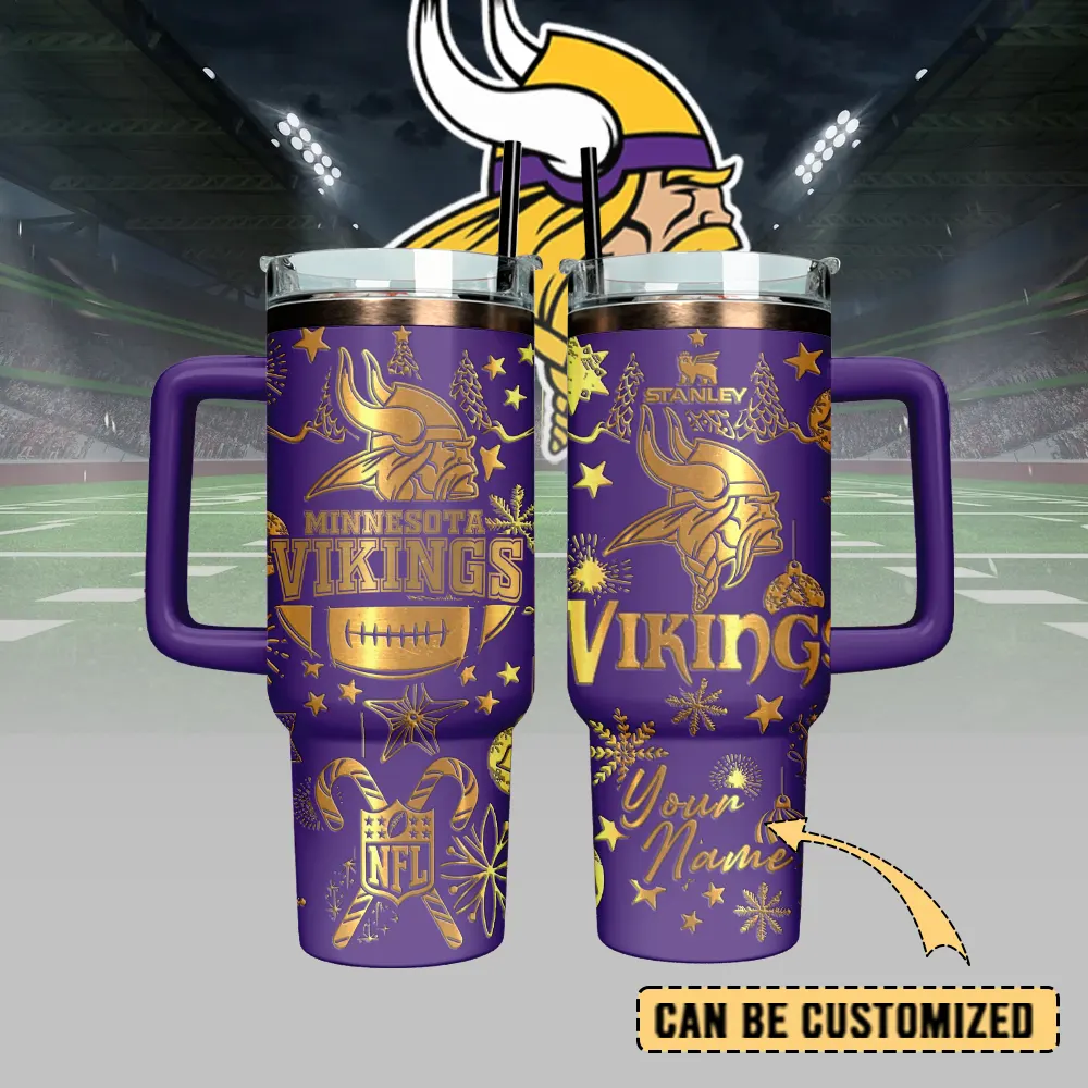 Minnesota Vikings Custom Stanley Quencher 40oz Stainless Steel Tumbler With Handle