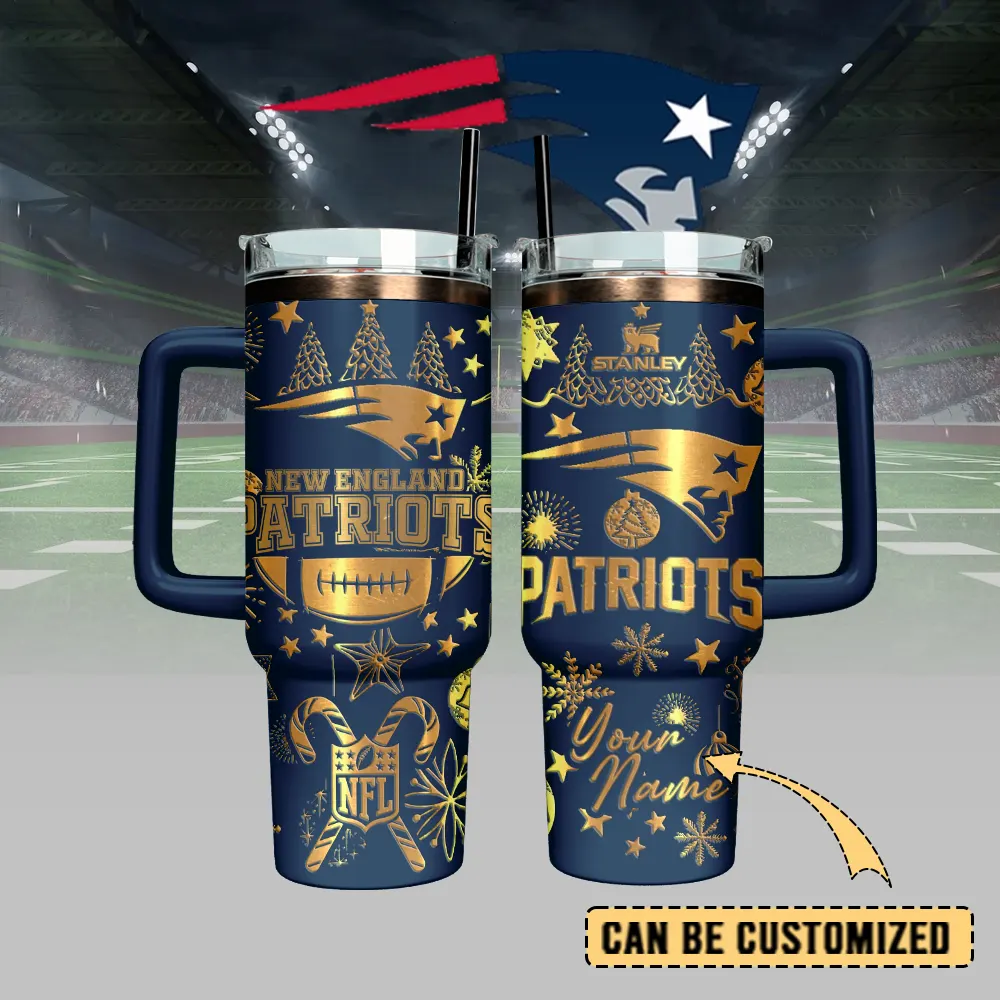 New England Patriots Custom Stanley Quencher 40oz Stainless Steel Tumbler With Handle