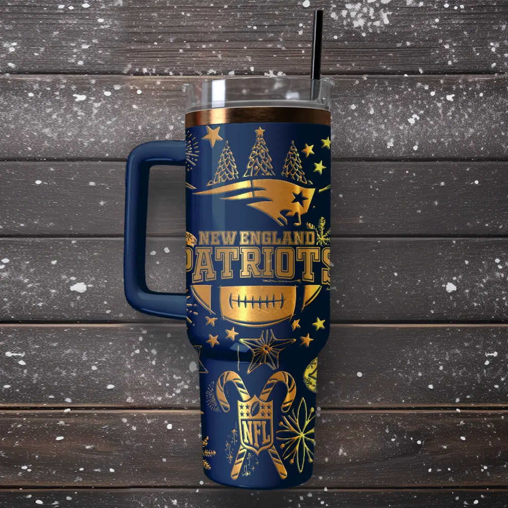 New England Patriots Custom Stanley Quencher 40oz Stainless Steel Tumbler With Handle