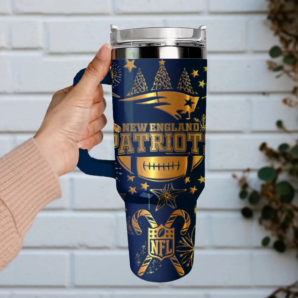 New England Patriots Custom Stanley Quencher 40oz Stainless Steel Tumbler With Handle