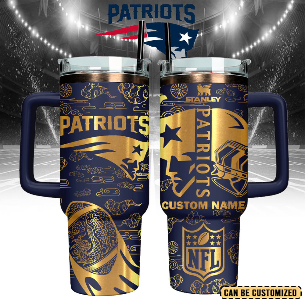 New England Patriots Custom Stanley Quencher 40oz Stainless Steel Tumbler With Handle