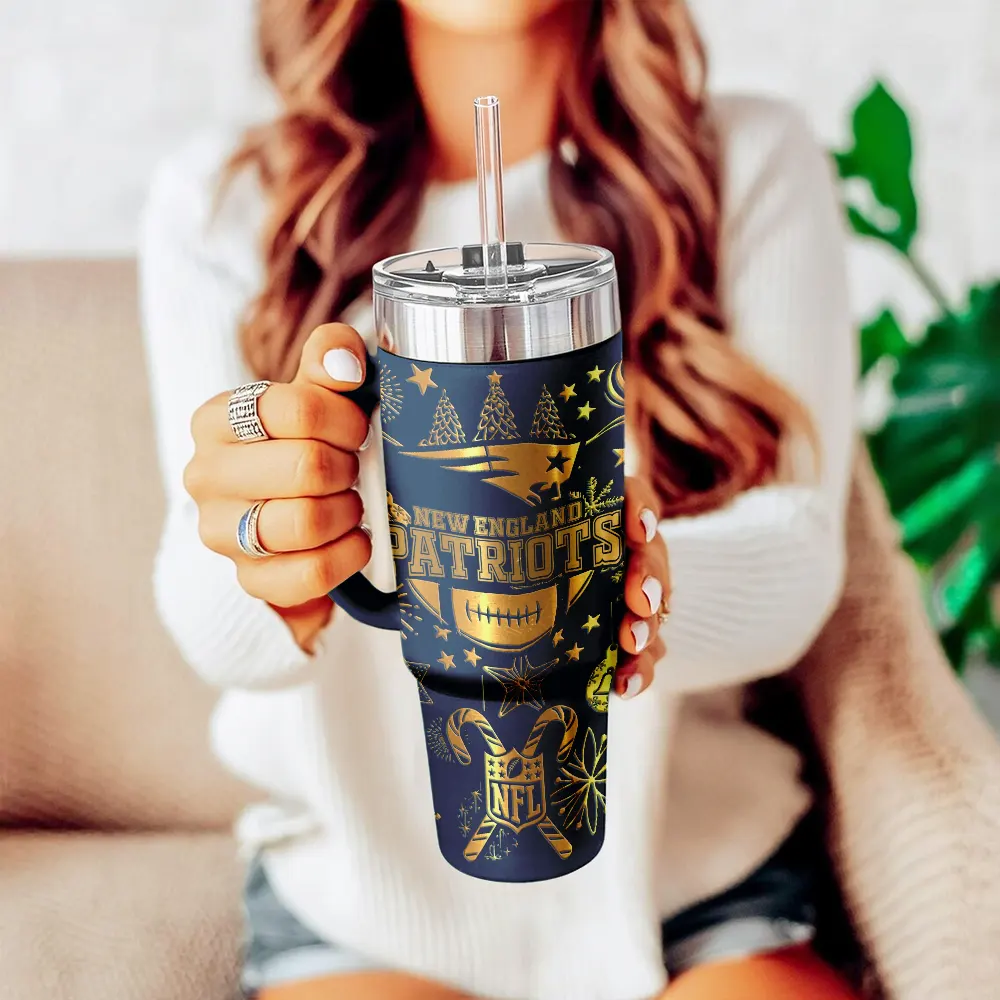 New England Patriots Custom Stanley Quencher 40oz Stainless Steel Tumbler With Handle