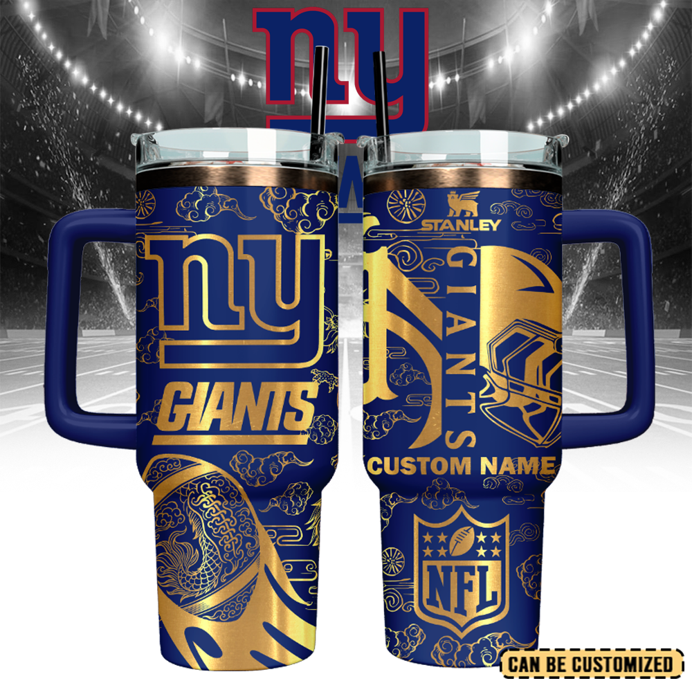 New York Giants Custom Stanley Quencher 40oz Stainless Steel Tumbler With Handle