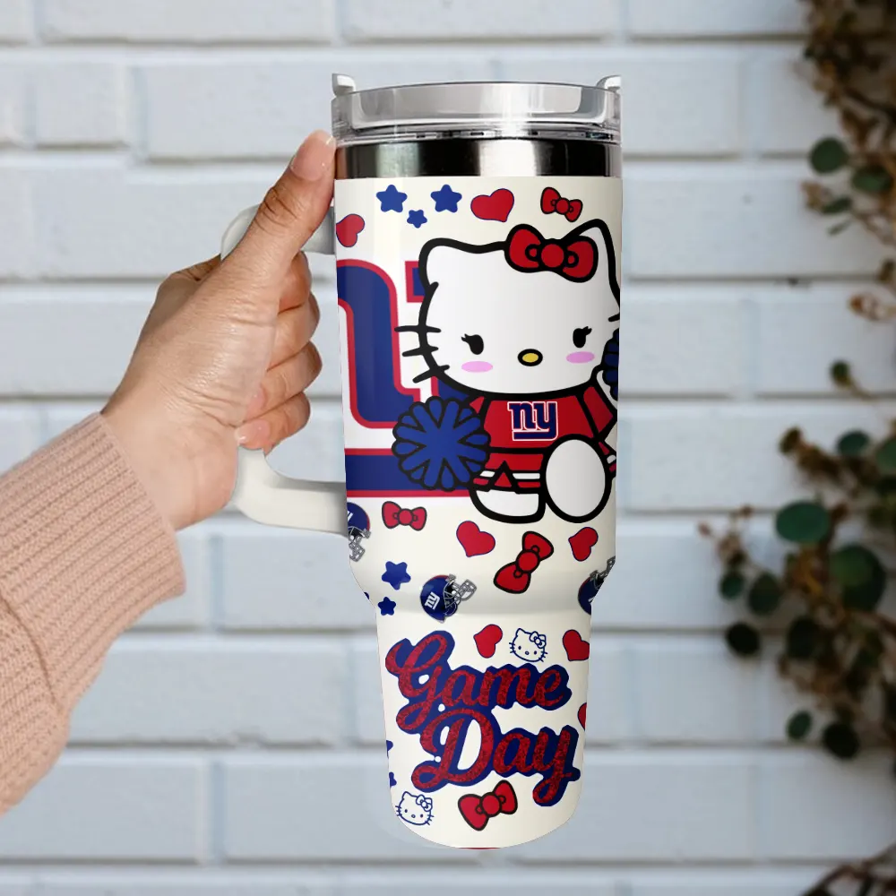 New York Giants x Hello Kitty Custom Stanley Quencher 40oz Stainless Steel Tumbler With Handle