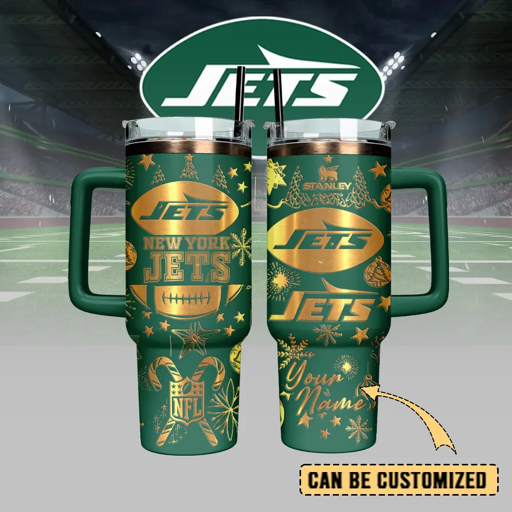 New York Jets Custom Stanley Quencher 40oz Stainless Steel Tumbler With Handle