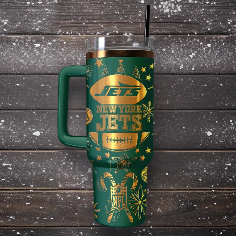 New York Jets Custom Stanley Quencher 40oz Stainless Steel Tumbler With Handle