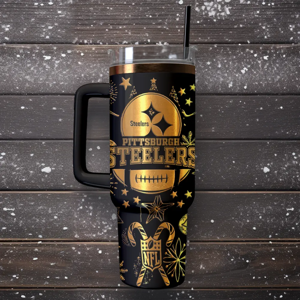 Pittsburgh Steelers Custom Stanley Quencher 40oz Stainless Steel Tumbler With Handle