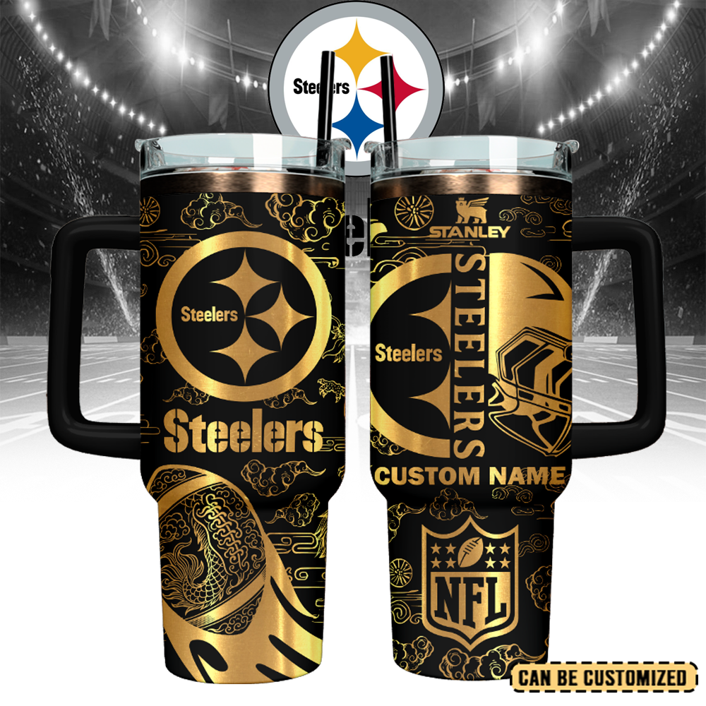 Pittsburgh Steelers Custom Stanley Quencher 40oz Stainless Steel Tumbler With Handle