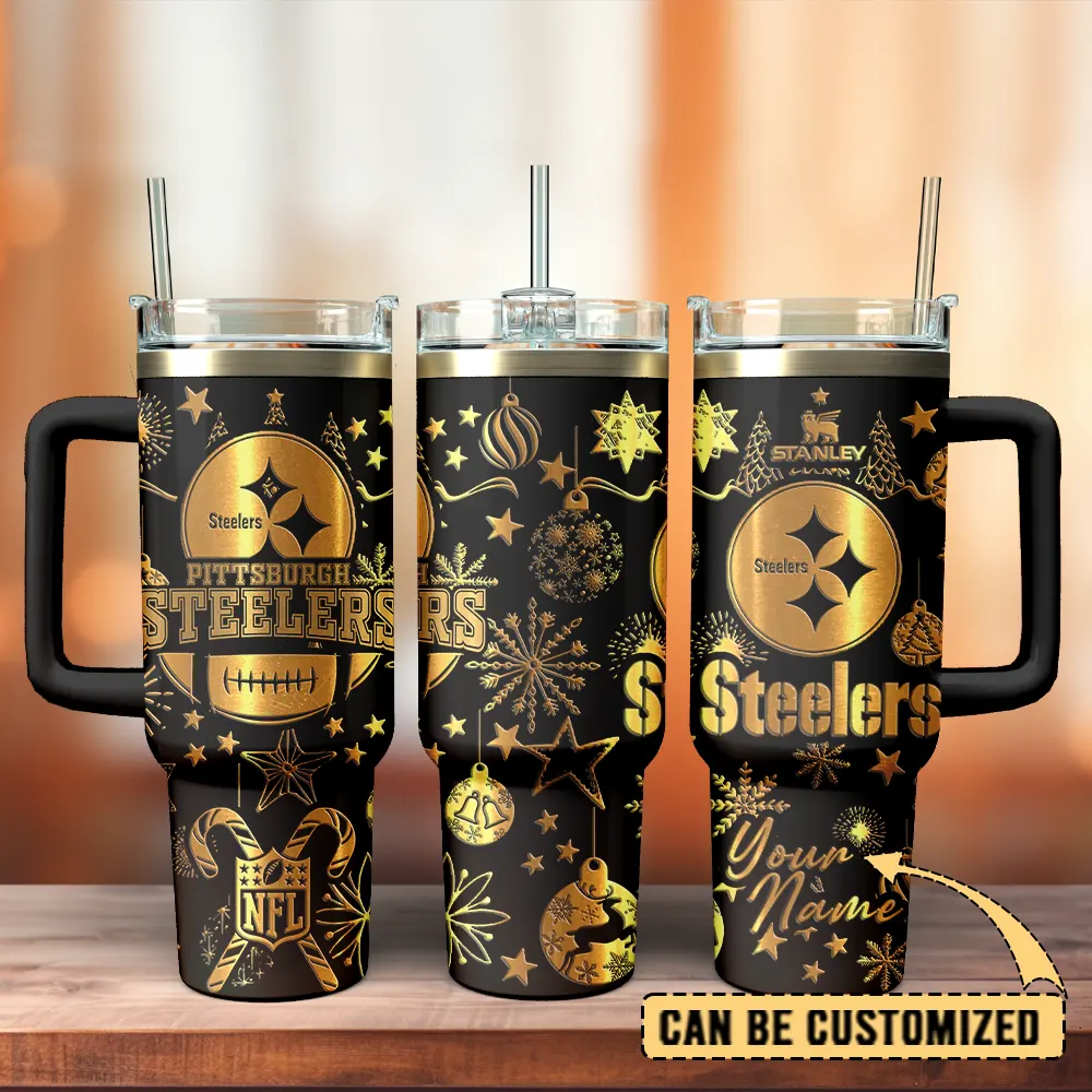Pittsburgh Steelers Custom Stanley Quencher 40oz Stainless Steel Tumbler With Handle
