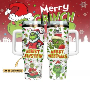 The Grinch x Christmas Custom Stanley Quencher 40oz Stainless Steel Tumbler With Handle