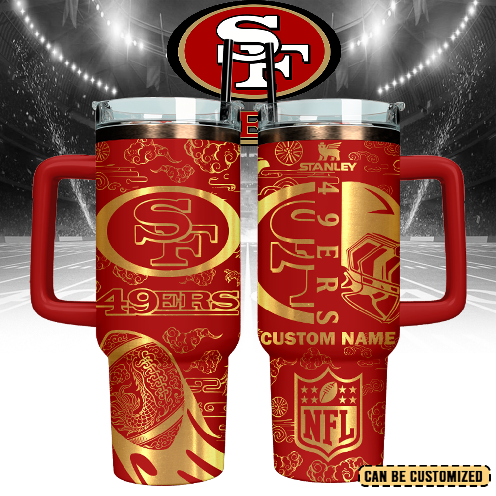 San Francisco 49ers Custom Stanley Quencher 40oz Stainless Steel Tumbler With Handle