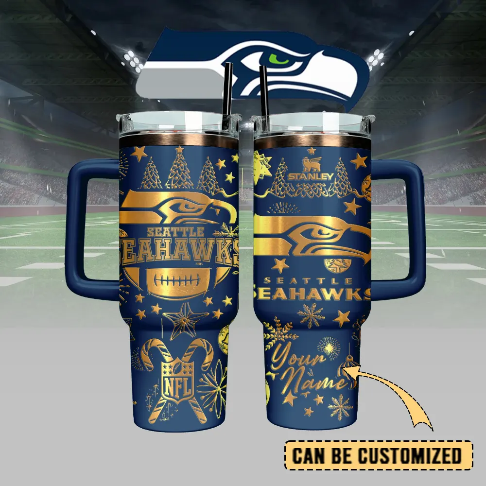 Seattle Seahawks Custom Stanley Quencher 40oz Stainless Steel Tumbler With Handle