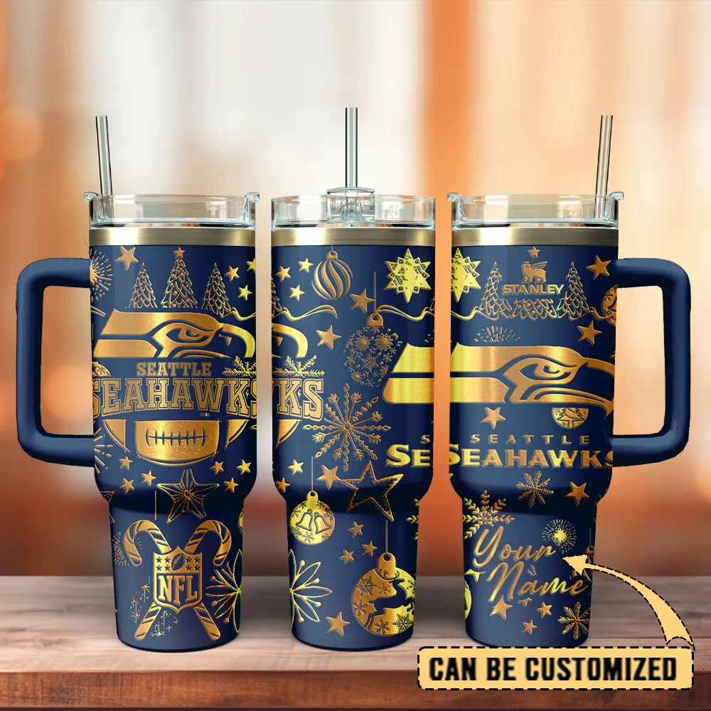 Seattle Seahawks Custom Stanley Quencher 40oz Stainless Steel Tumbler With Handle