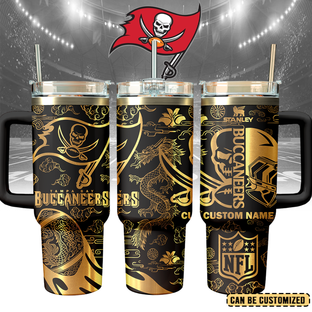Tampa Bay Buccaneers Custom Stanley Quencher 40oz Stainless Steel Tumbler With Handle