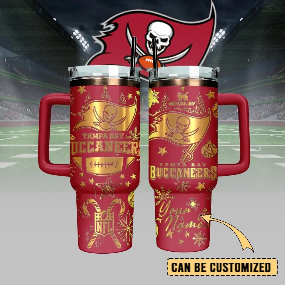 Tampa Bay Buccaneers Custom Stanley Quencher 40oz Stainless Steel Tumbler With Handle