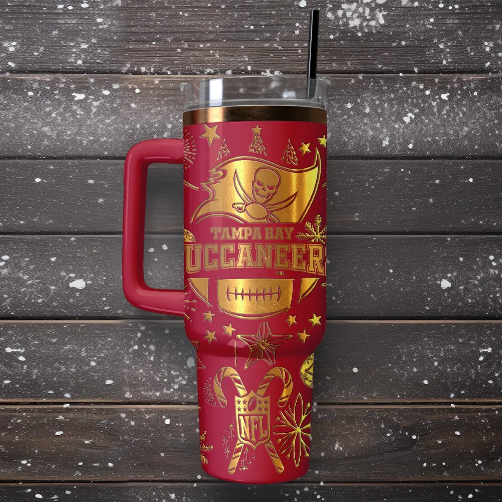 Tampa Bay Buccaneers Custom Stanley Quencher 40oz Stainless Steel Tumbler With Handle
