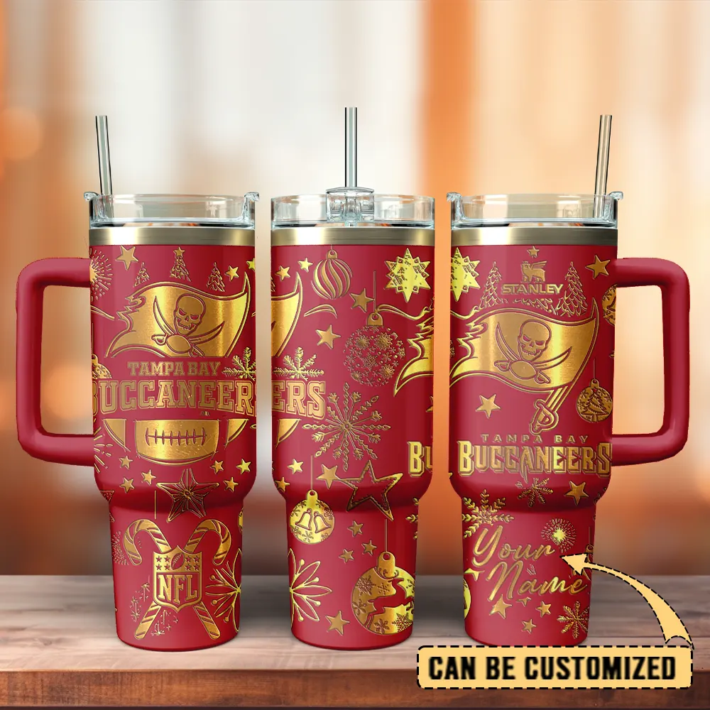 Tampa Bay Buccaneers Custom Stanley Quencher 40oz Stainless Steel Tumbler With Handle