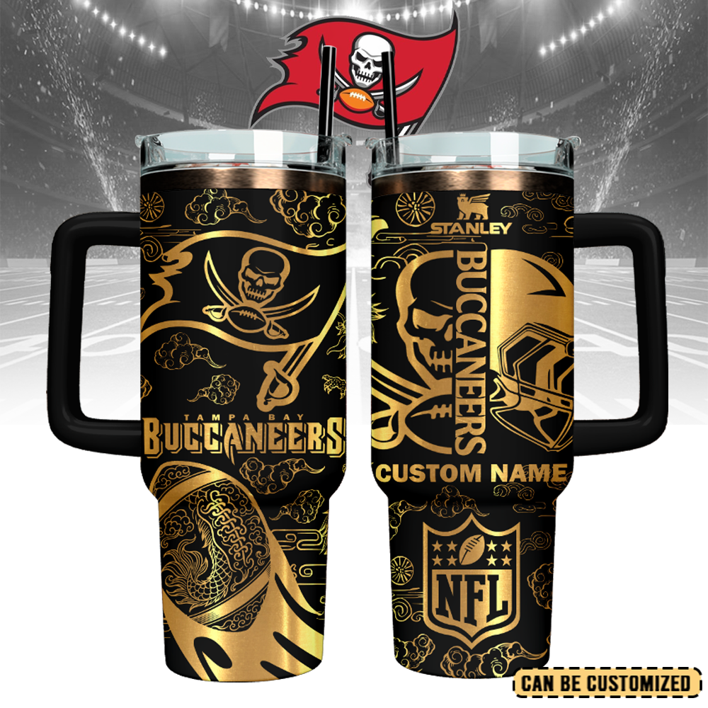 Tampa Bay Buccaneers Custom Stanley Quencher 40oz Stainless Steel Tumbler With Handle