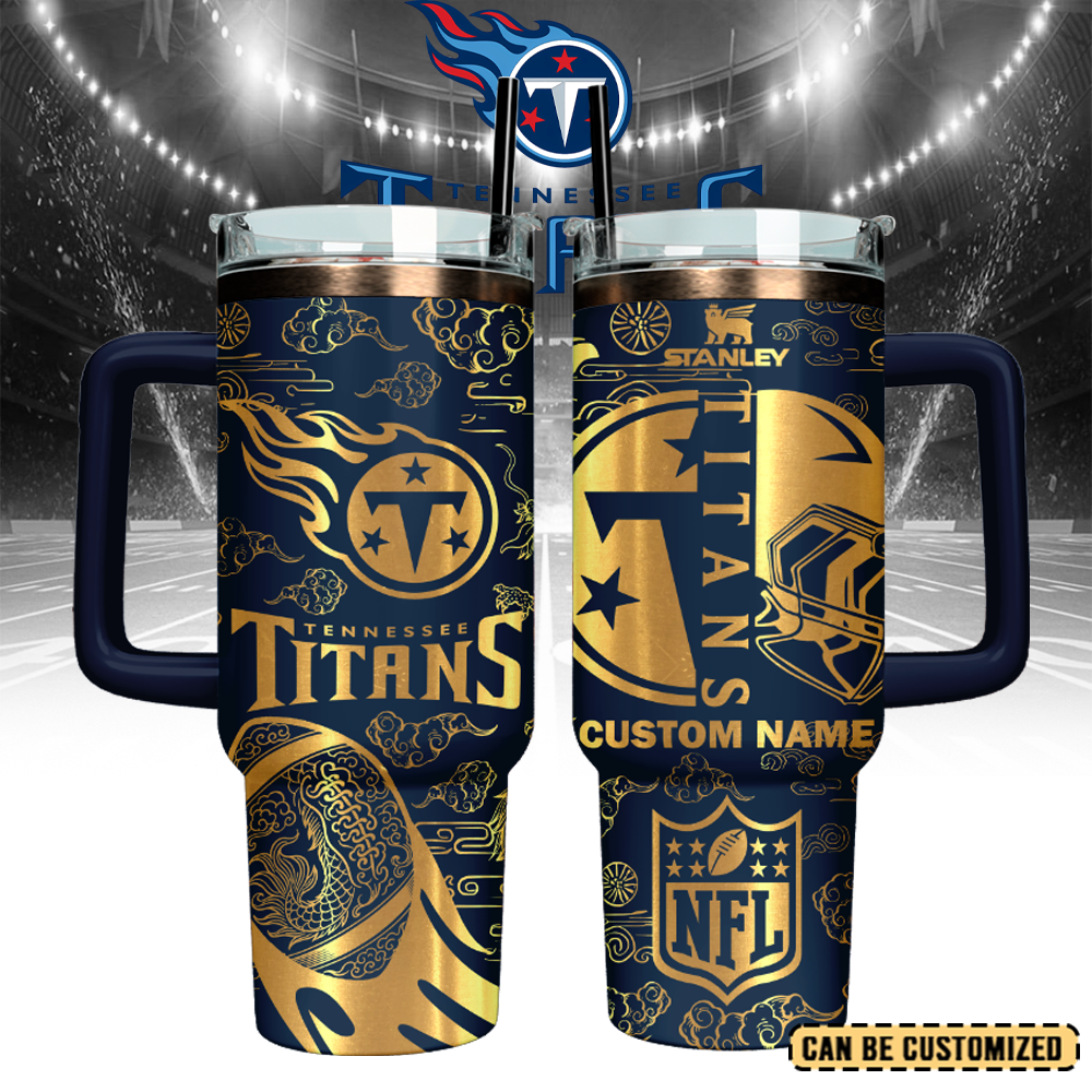 Tennessee Titans Custom Stanley Quencher 40oz Stainless Steel Tumbler With Handle